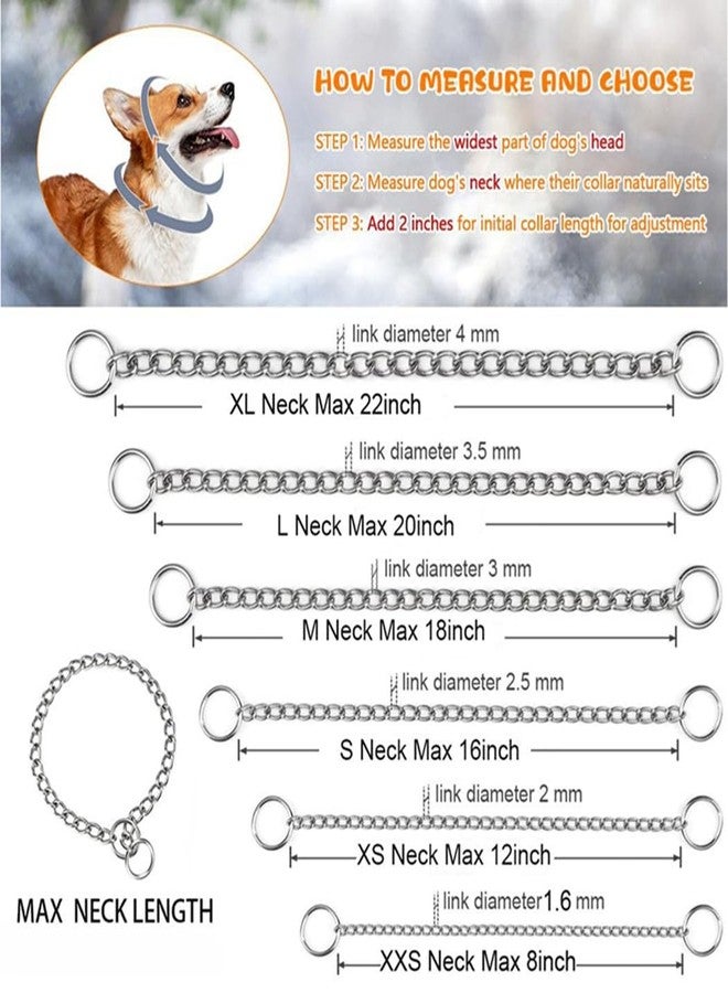 cyhaen Choke Collar for Small Dogs,Choke Chain for Dogs, Adjustable Metal Dog Collar Heavy Duty Martingale Collars for XXS Xs Puppy Small Medium Large Big XL Breed Dogs, Silver XXS - Image 5