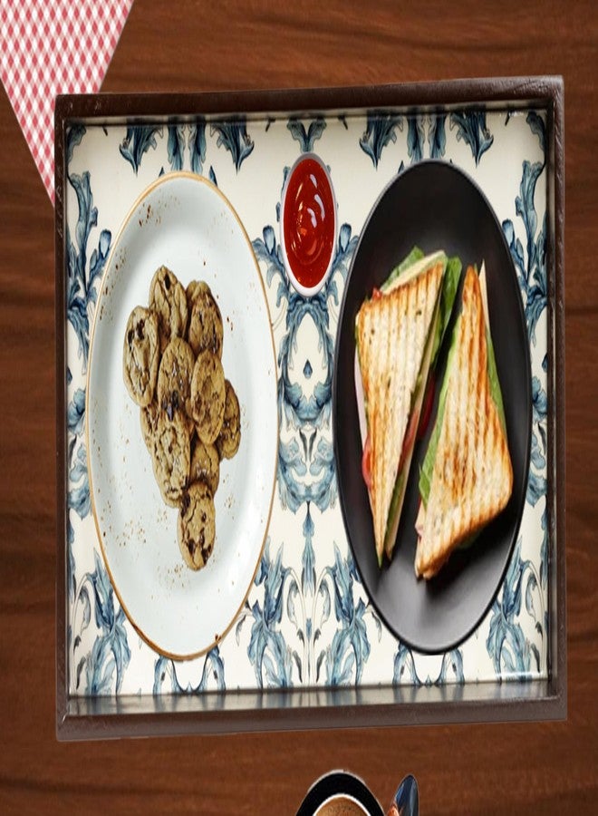 Stone & Feather Wooden Large Serving Tray for Serving and Table Decoration (Turkish), 10x18 Inch. Sturdy (Rectangle) - Image 1
