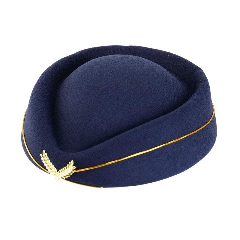 BinaryABC Stewardess HatFlight Attendant Hat for Costume Cosplay Costume Accessories Navy Blue