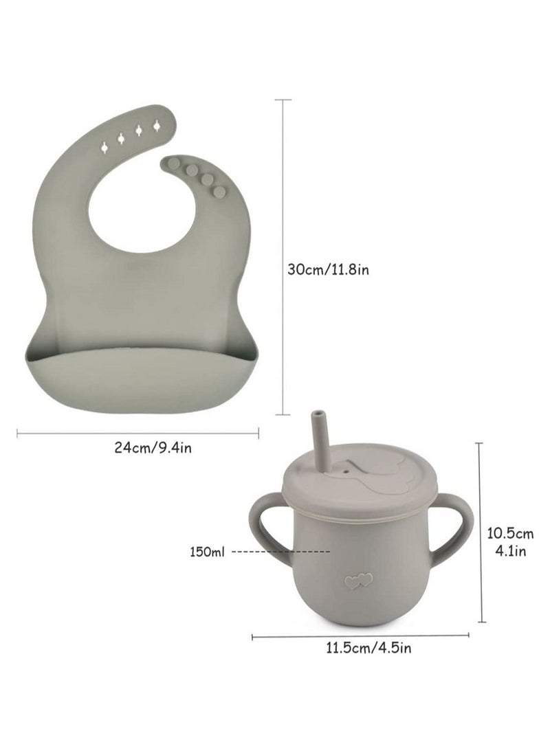 Silicone Baby Feeding Set, 9 Piece Baby Led Weaning Supplies, Baby Toddler Bib Cup Divided Plate, Baby Eating Utensils - pzsku/Z4000C0E05FB17BADB9C0Z/45/_/1707393417/d8d4b83b-ad8b-47ba-83d2-2e9a93484e37