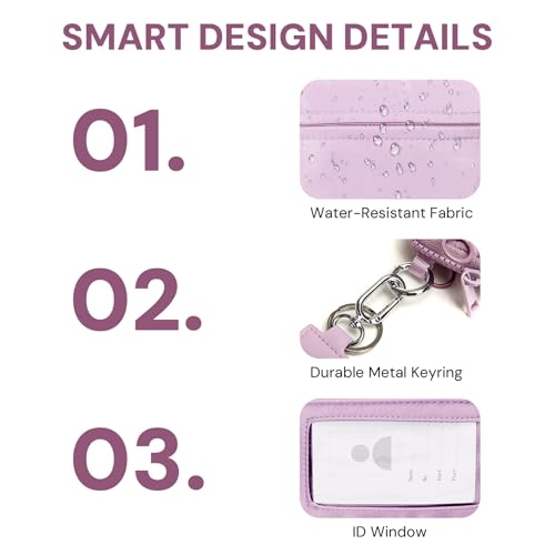 YDF Keychain Wallet for Women Mini Zip Card Holder with ID Window Coin Purse Detachable Wristlet Small Wallets Light Purple - Image 5