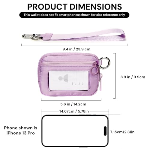 YDF Keychain Wallet for Women Mini Zip Card Holder with ID Window Coin Purse Detachable Wristlet Small Wallets Light Purple - Image 4