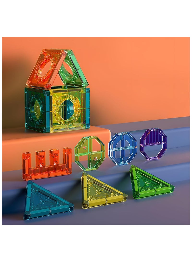Soofam Magnetic Tiles 158pcs Magnetic Blocks 3D Building Set Marble Run Race Track Toy Set Educational Toy STEM Learning Construction Kit for Boys Girls Kids Age 3+ - Image 2