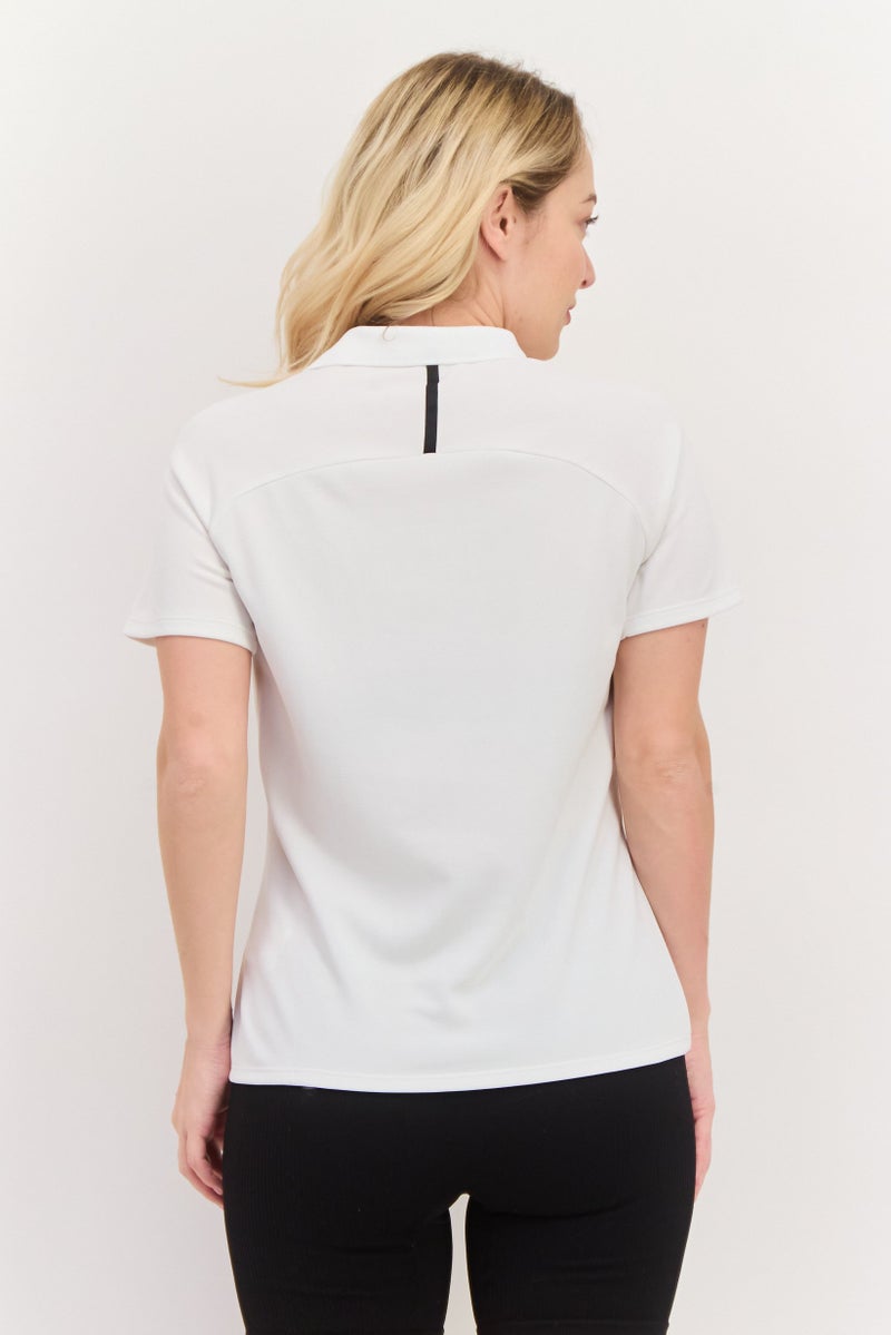 Adidas Women Sportswear Fit Short Sleeves Outdoors Polo Shirt, Off White  - Image 3