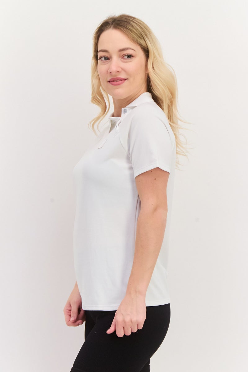 Adidas Women Sportswear Fit Short Sleeves Outdoors Polo Shirt, Off White  - Image 4