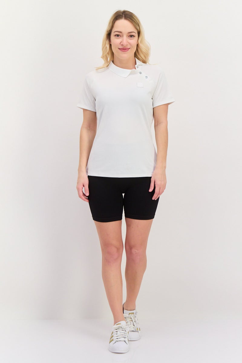 Adidas Women Sportswear Fit Short Sleeves Outdoors Polo Shirt, Off White  - Image 2