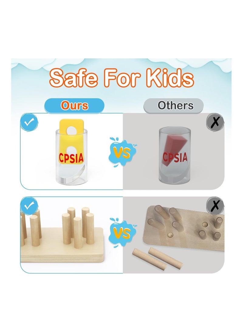 INFLUX Baby Montessori Toys For 1-3 year olds-Wooden Shape Sorter Stacking Toy for Toddlers, Educational Preschool Learning Toys, Colorful Geometric Block Puzzles, Shape Recognition, Fine Motor Skills  - Image 5