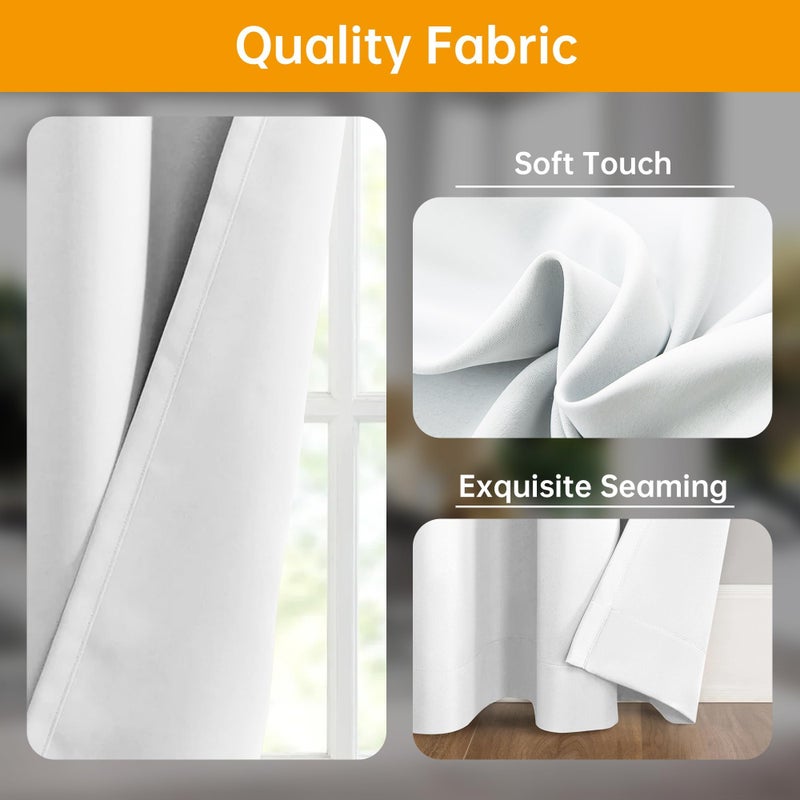 hoeflife Room Divider Curtain with Flexible Ceiling Track  Total Privacy Ceiling Track Curtains Blackout Sound Proof Floor to Curtains for Living Room Bedroom Patio Sliding Door(White  W120 x H96) - Image 2