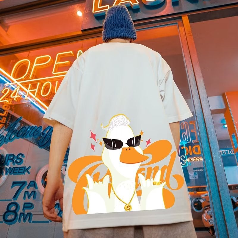 Street Cartoon Trendy Brand Short-Sleeved Men'S Ins Trendy Couple'S Plus Size Plus Plus Size Loose Half-Sleeved T-Shirt - Image 1
