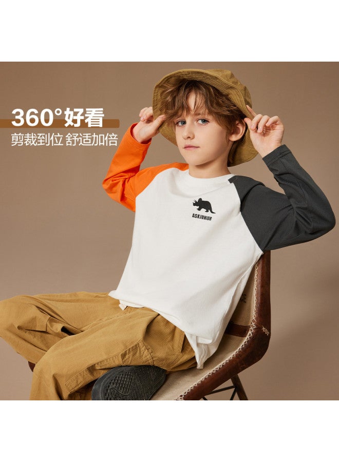 ASK JUNIOR Children's Long Sleeve T-shirt Autumn Boys' Color Block Running Sport Base Layer Teenager Top - Image 5