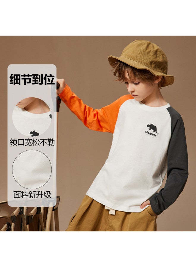 ASK JUNIOR Children's Long Sleeve T-shirt Autumn Boys' Color Block Running Sport Base Layer Teenager Top - Image 4