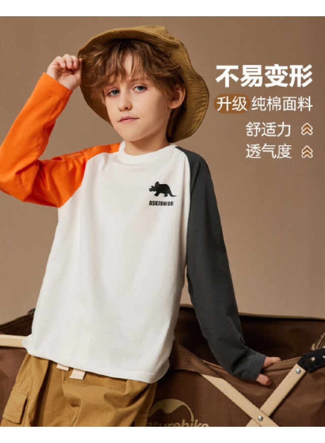 ASK JUNIOR Children's Long Sleeve T-shirt Autumn Boys' Color Block Running Sport Base Layer Teenager Top - Image 1