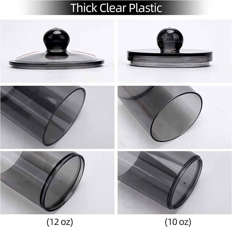 Glozzeria Glozzeria 1 Pcs Cotton Swab Ball Pad Holder Transparent Plastic Jars with Lids Clear Makeup Organizer for Cotton Swab Cotton Ball Cotton Rounds Floss Picks Transparent Black  - Image 3