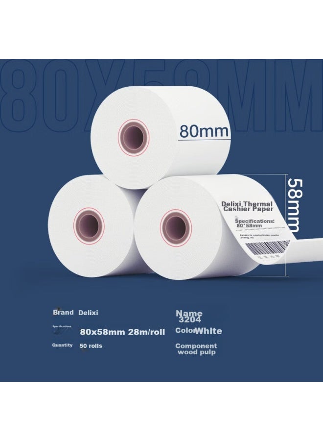 Deli Model 28m*50 Rolls Rhine Thermal Receipt Paper, Jd Takeout Supermarket Printing Receipt Paper 3204 - Image 4