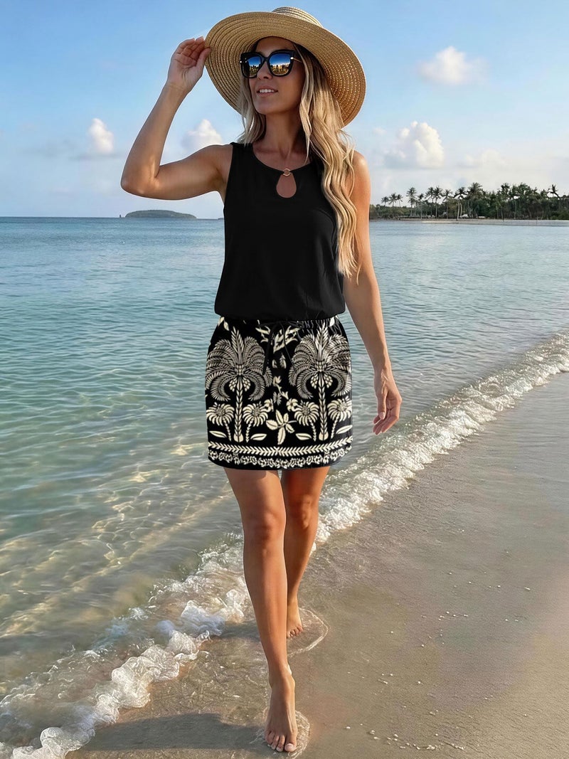 SAUKOLE Women Summer Sleeveless Tank Dresses Causal Elastic Waist Loose Fit Short Mini Dress - Image 4