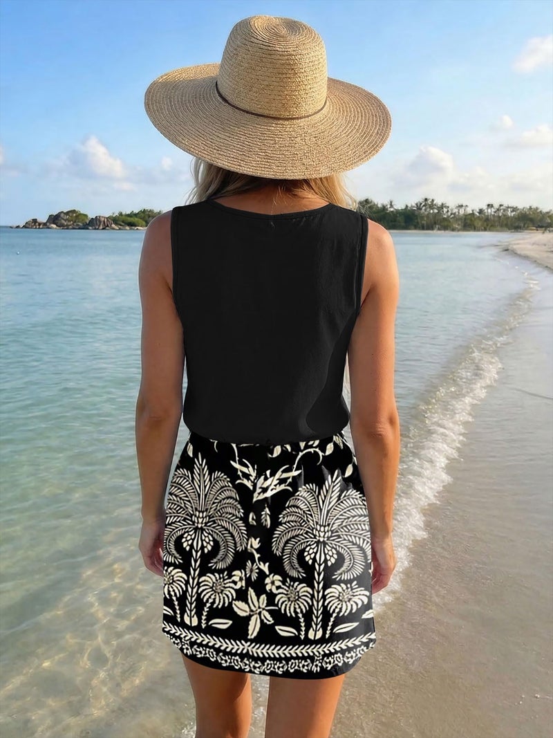SAUKOLE Women Summer Sleeveless Tank Dresses Causal Elastic Waist Loose Fit Short Mini Dress - Image 5