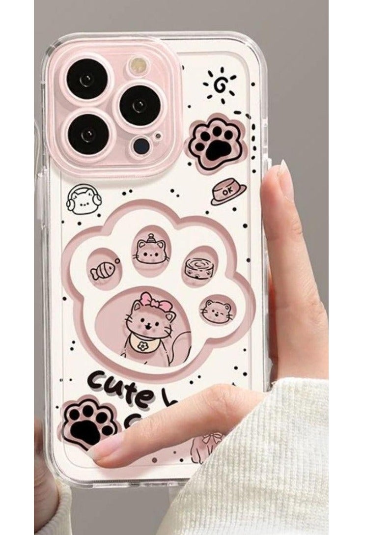 Cute Puppy Paw Print Case for iPhone 16 Pro – Full Pattern Soft Transparent Shell, Shockproof, Anti-Fingerprint, Heat Dissipation - Image 3