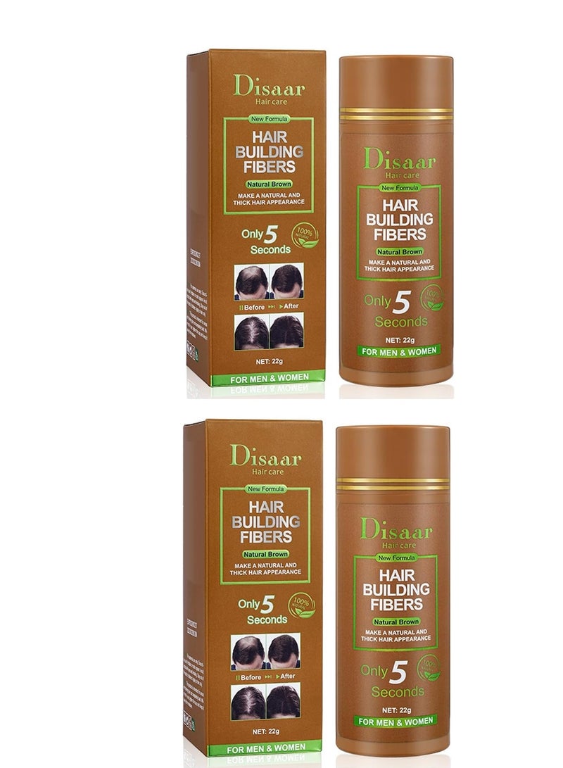 Disaar 2 piececs of Hair Building Fiber Powder for Men and Women, Natural Brown, 22g - Image 1