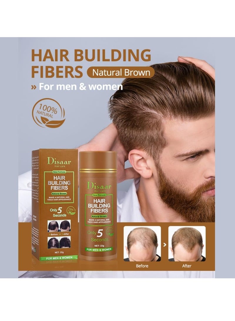 Disaar 2 piececs of Hair Building Fiber Powder for Men and Women, Natural Brown, 22g - Image 2