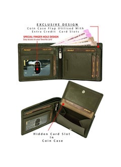 HORNBULL HORNBULL Markus Mens Leather Wallet | Leather Wallet for Men | RFID Mens Wallet (Olive)  - Image 2
