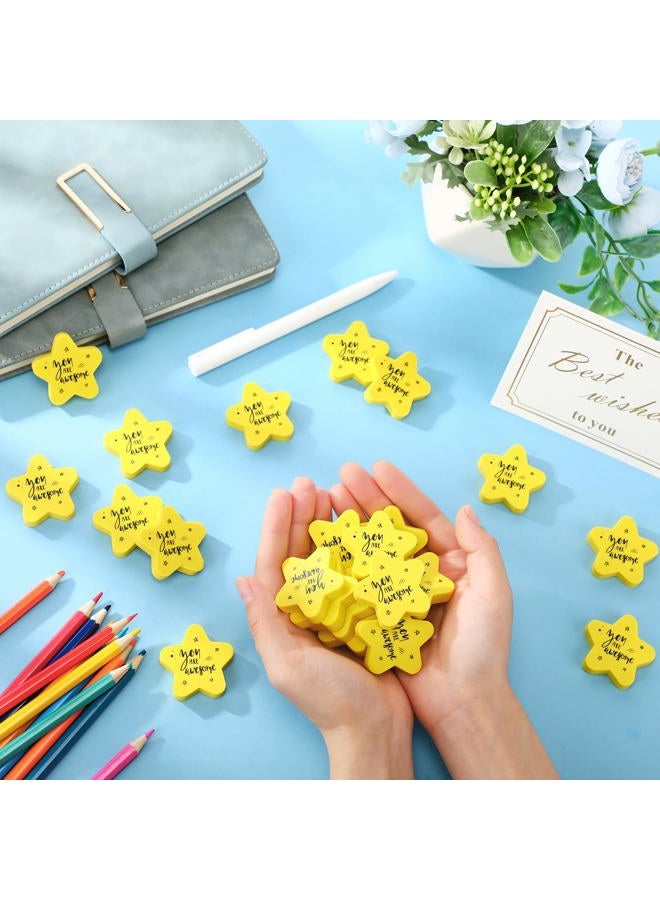 Spakon 100 Pcs Motivational Star Shaped Erasers Bulks for Kids You are Awesome Fun Erasers Inspirational Mini Erasers Students Classroom Rewards Gift Bag Filler Back to School Gift for Kids - Image 3