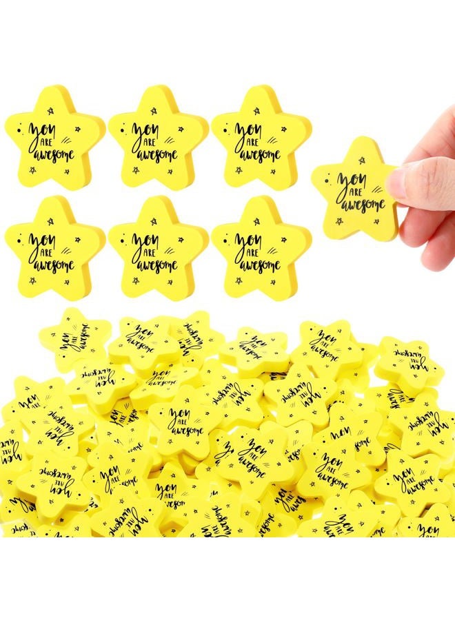 Spakon 100 Pcs Motivational Star Shaped Erasers Bulks for Kids You are Awesome Fun Erasers Inspirational Mini Erasers Students Classroom Rewards Gift Bag Filler Back to School Gift for Kids - Image 1