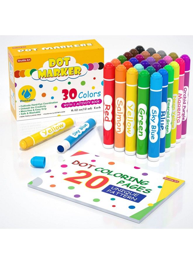 Shuttle Art Dot Markers 30 Colors Washable For Toddlers With Free Activity Book Bingo Daubers Supplies For Kids Preschool Children Non Toxic Waterbased Dot Art Markers  - Image 2