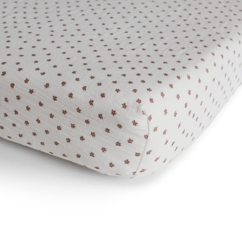 mushie Extra Soft Muslin Fitted Crib Sheet | 192 Thread Count | 28"x 52" (Bloom) - Image 2