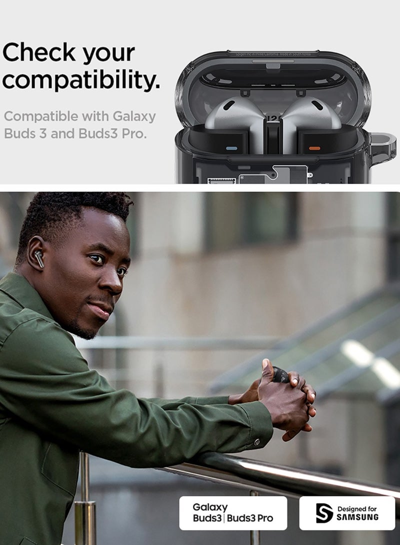 Spigen Ultra Hybrid Samsung Galaxy Buds 3 Pro Case and Buds3 Case Cover Protective with Carabiner (2024) - Zero One  - Image 2