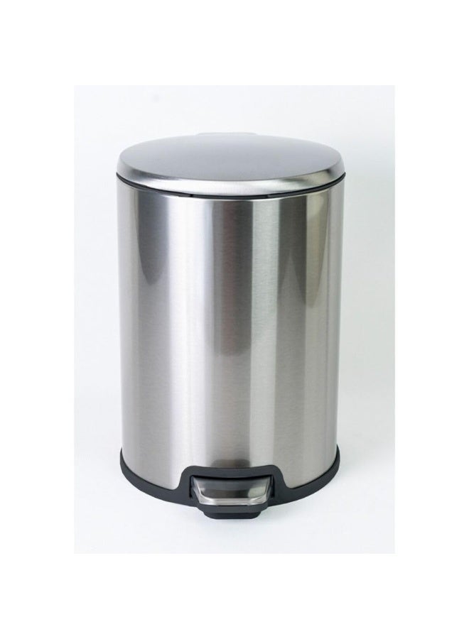 Primanova Trash Can 12 Liter Stainless Steel Pedal Bin with Soft-Close Lid and Removable Inner Bucket – Compact Bathroom Kitchen Waste Bin (Silver) - Image 1