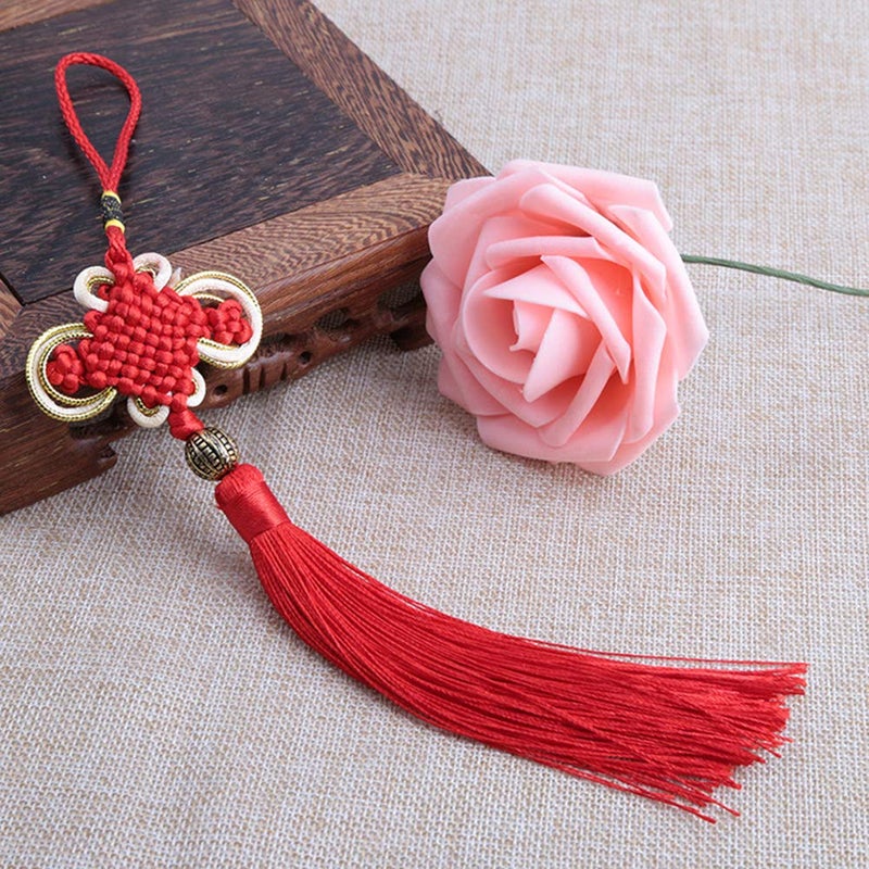 DOYIFun Satin Silk Handmade Chinese Knot with Soft Tassels for Wealth and Good Fortune for Home Office Decor&Car Hanging Decoration(8 Pieces) - Image 1