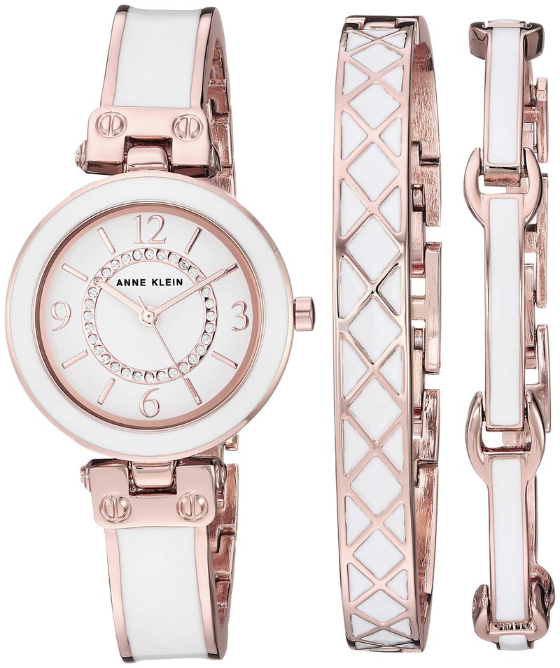 Anne Klein Women's Premium Crystal Accented Watch and Bracelet Set - Image 1