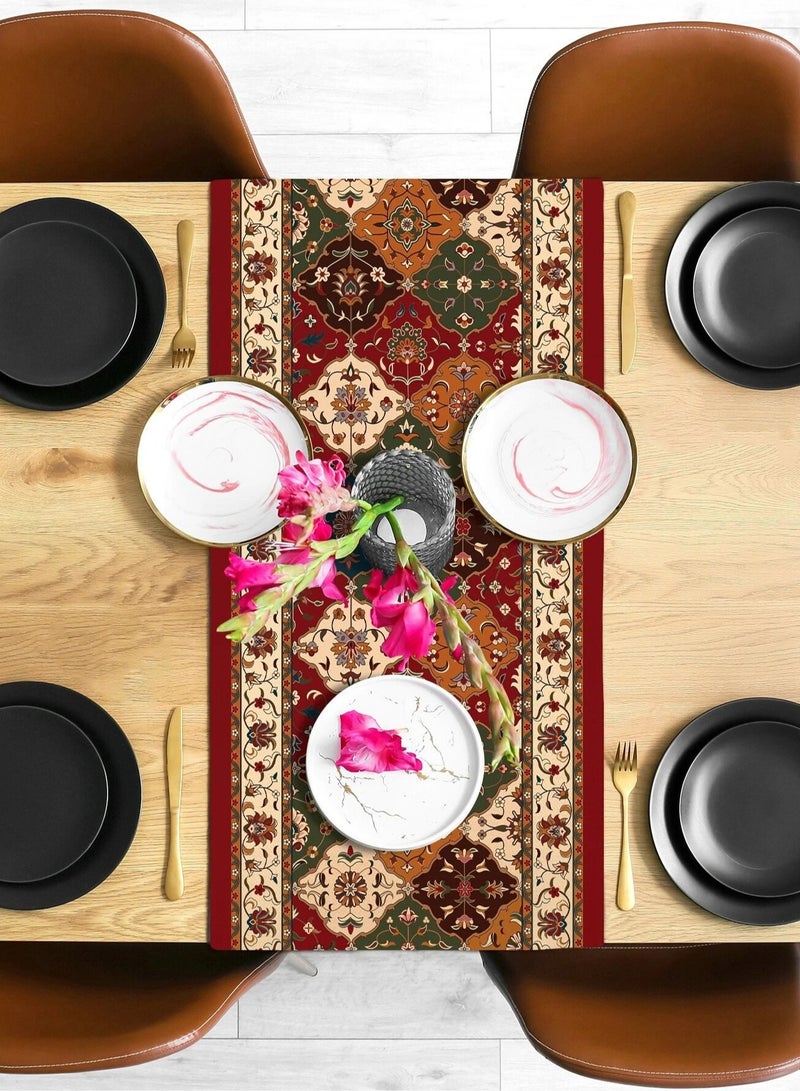 مفرش طاوله بتصميم بوهيمي هندسي قديم مناسب لمائدة رمضان او اي مناسبات اخرى الابعاد (183*33) - Image 2