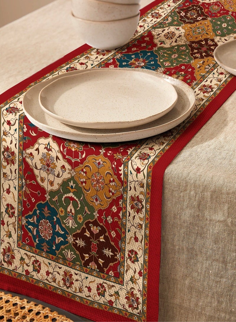 مفرش طاوله بتصميم بوهيمي هندسي قديم مناسب لمائدة رمضان او اي مناسبات اخرى الابعاد (183*33) - Image 1