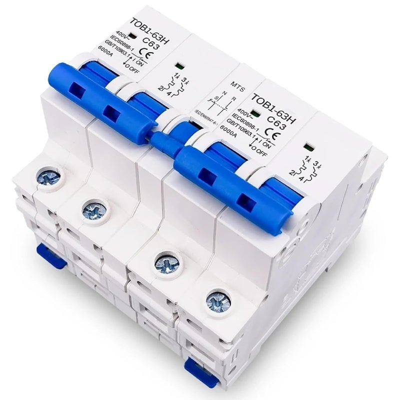 TOB1 63H Dual Power Manual Transfer Switch 230V AC Circuit Breaker 6KA 1P 32A MCB - Image 3