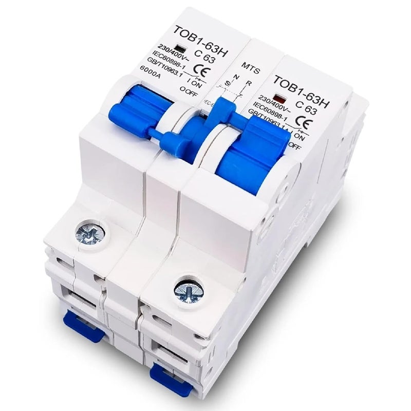 TOB1 63H Dual Power Manual Transfer Switch 230V AC Circuit Breaker 6KA 1P 32A MCB - Image 2