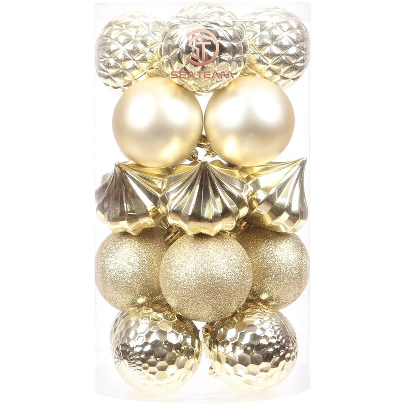 Sea Team 21Pack Christmas Ball Ornaments with Strings 80mm315 Large Size Baubles Shatterproof Plastic Christmas Bulbs Hanging Decorations for Xmas Tree Holiday Wedding Party Gold