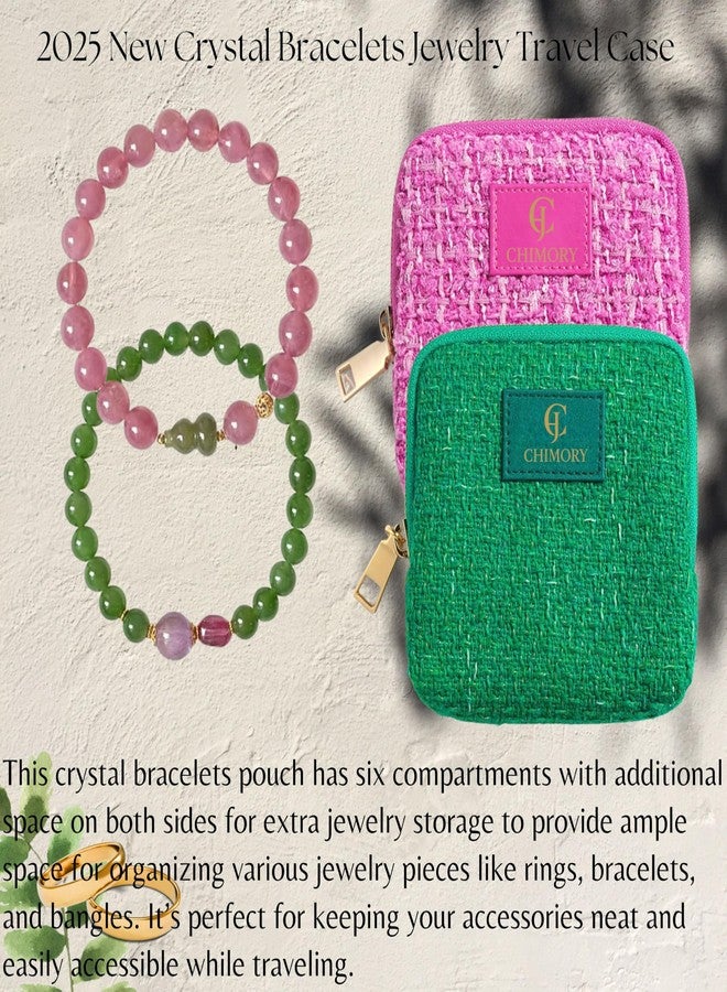 CHIMORY Tweed Travel Jewelry Pouch - Mother's Day Gift for Women, Elegant Jewelry Organizer Case with Smooth Metal Zipper for Rings, Crystal Bracelets & Bangles, Tweed Green - Image 4