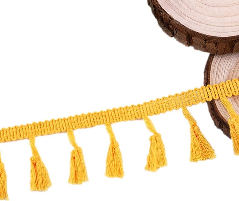 MSCFTFB 20 Yards Mini Tassel Fringe Trim,Boho Tassels Ribbon for Women,1.6inch Wide Sewing Fabric Lace for DIY Jewelry Clothing Bag Curtain Home Party Decor(Yellow) - Image 2