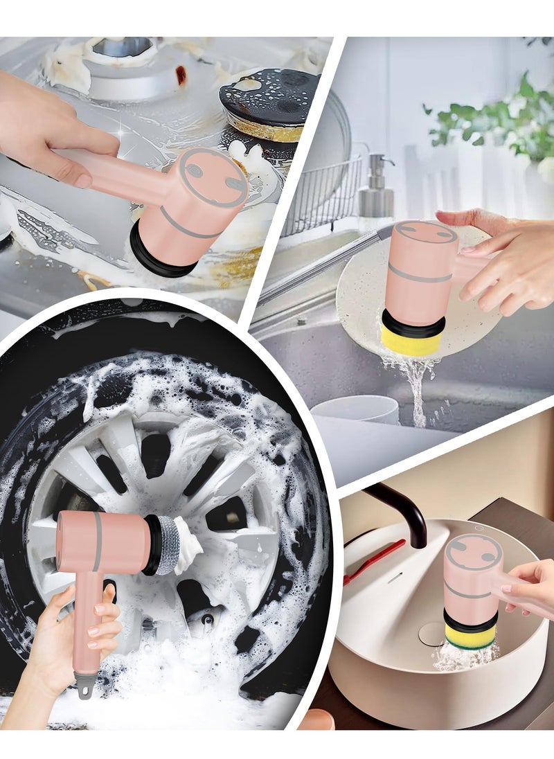 Alruht Rechargeable Electric Spin Scrubber, Portable Handheld Cleaning Brush with 6 Replaceable Brush Heads, Cordless Cleaning Brush for Bathroom, Kitchen, Dish, Milk bottle, Tile, Glass  - Image 5