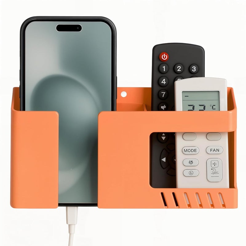 WALLVIEW TECH Mobile Phone Charging Stand, Multi-Functional Storage Holder, Bedside Fixed Rack, Bedroom, Office Accessories, Portable Electronic Devices (Orange) - Image 1