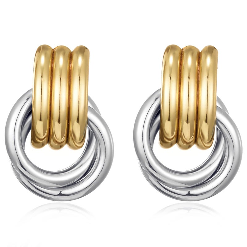 Spiritlele Gold Silver Knot Earrings Chunky Large Knotted Drop Dangle Statement Earrings for Women - Image 1