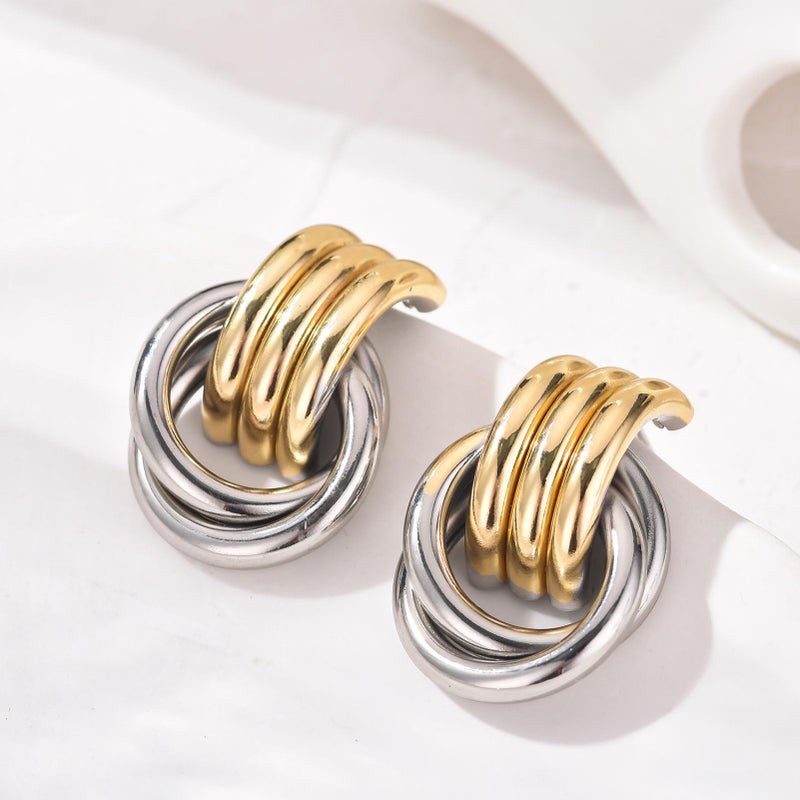 Spiritlele Gold Silver Knot Earrings Chunky Large Knotted Drop Dangle Statement Earrings for Women - Image 5