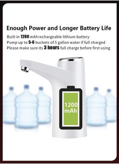 Toshionics Chargeable Electric Smart Universal Portable Water Drinking Bottle Dispenser Pump for 3 to 5 Gallon with Large Capacity Battery Micro USB Charging Use in Home Kitchen Office Living Room  - Image 4