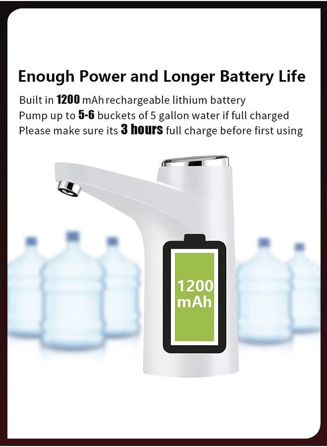 Toshionics Chargeable Electric Smart Universal Portable Water Drinking Bottle Dispenser Pump for 3 to 5 Gallon with Large Capacity Battery Micro USB Charging Use in Home Kitchen Office Living Room  - Image 4