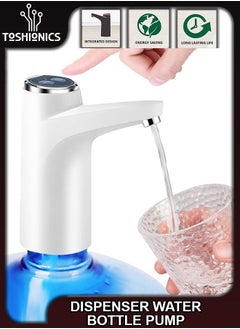 Toshionics Chargeable Electric Smart Universal Portable Water Drinking Bottle Dispenser Pump for 3 to 5 Gallon with Large Capacity Battery Micro USB Charging Use in Home Kitchen Office Living Room  - Image 1
