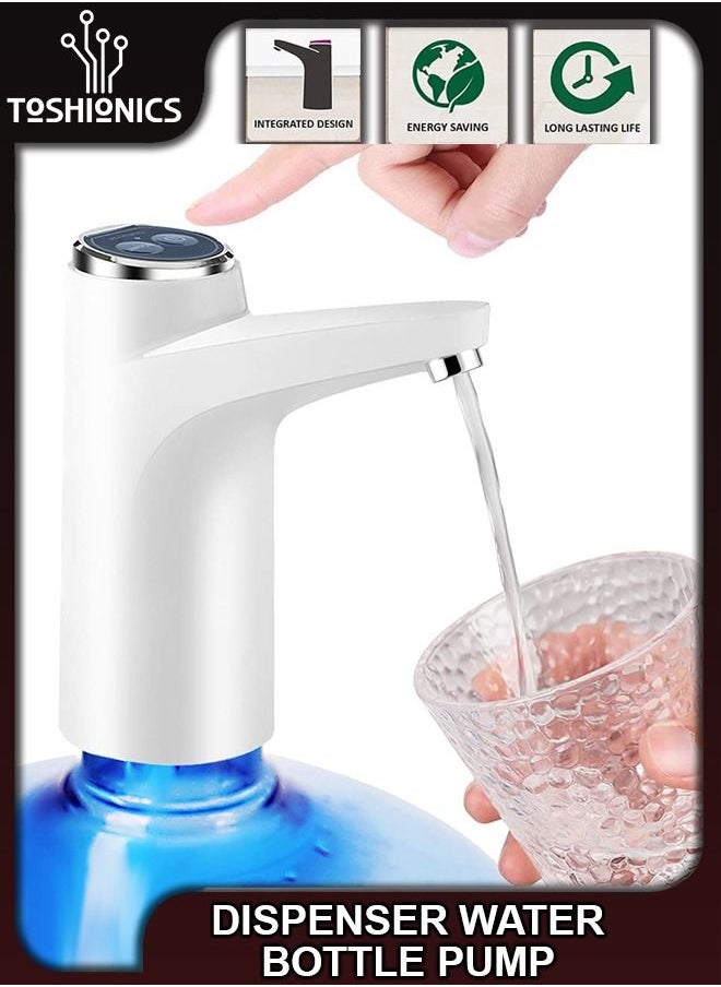 Toshionics Chargeable Electric Smart Universal Portable Water Drinking Bottle Dispenser Pump for 3 to 5 Gallon with Large Capacity Battery Micro USB Charging Use in Home Kitchen Office Living Room  - Image 1