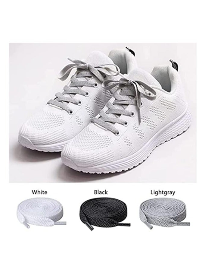 شريطي حذاء مسطحة، 3 أزواج من شريطي حذاء بيضاء عريضة لأحذية الجري والمشطيات – 120 سم - Image 2