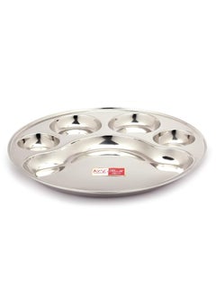 KCL KCL Stainless Steel (Heavy Guage) Round Plate - 4 Partition Divided, Lunch/Dinner/Bhojan/Thali Plates - 4 Unit - Diameter - 12 Inches Each  - Image 3