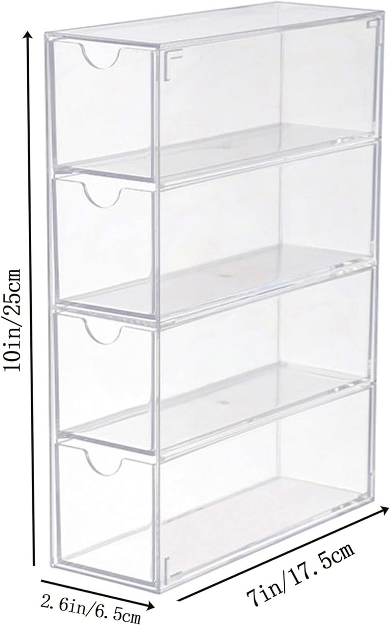 MosQuick® 4 layer drawers acrylic transparent storage organiser for specs sunglasses, cosmetics stationery jewellery watches etc for bathroom kitchen wardrobe cabinets - Image 3